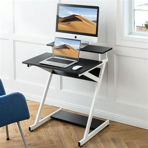 FITUEYES Computer Desk for Small Spaces Corner Desk Study Writing Desk with Shelf, White ...