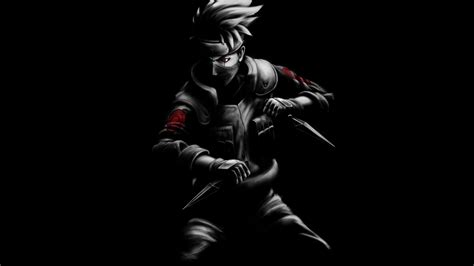 #Kakashi #Naruto Fan art #Black Dark background #Minimal #4K #4K #wallpaper #hdwallpaper # ...