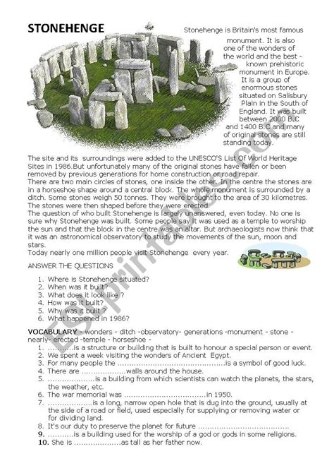 Stonehenge - ESL worksheet by barbarabs