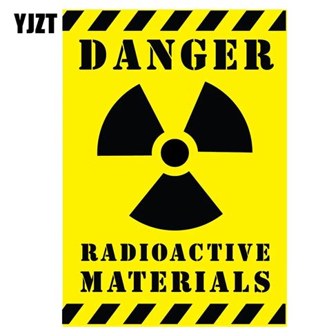 YJZT 10CM*14.2CM Car Sticker Reflective DANGER RADIOACTIVE MATERIALS ...