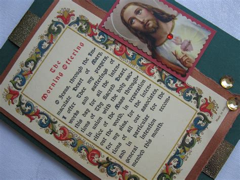 Catholic Morning Offering Prayer Card with the Sacred Heart of