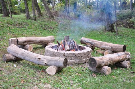 Fire pit with primitive log benches. | Leisure | Pinterest | Primitives, Bench and Logs