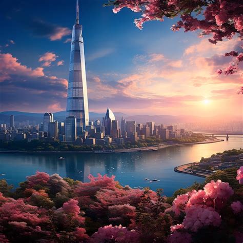 Premium AI Image | background image of Lotte World Tower Seoul South Korea