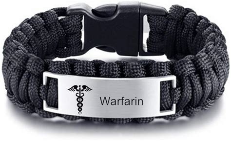 NJ Warfarin Medical Alert Bracelet For Men Stainless Steel Paracord | Paracord Medical Id ...