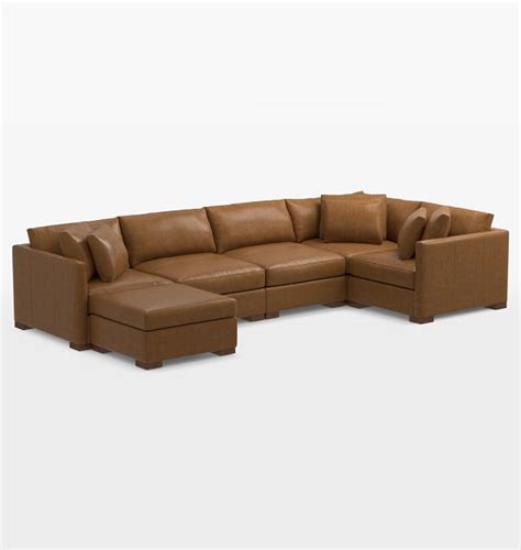 Distressed Leather Sectional Sofa With Chaise | Baci Living Room