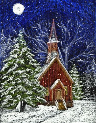 Christmas art – Church in Snow – Stushie Art