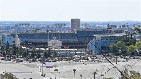 Dodger Stadium, Angel Stadium parking lots filled with vehicles ...