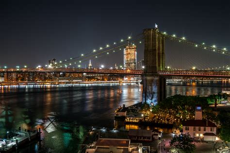 Brooklyn Bridge at Night Royalty-Free Stock Photo