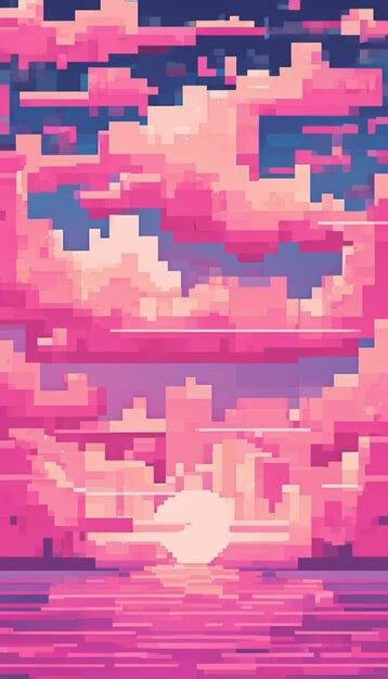 Premium Photo | Pixel art sky sunset