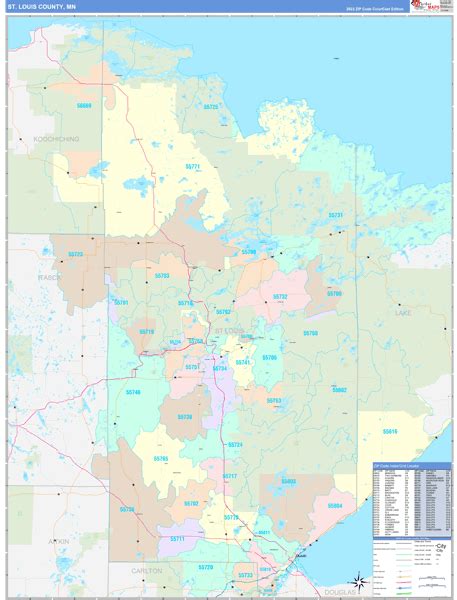 St. Louis County, MN Wall Map Color Cast Style by MarketMAPS - MapSales