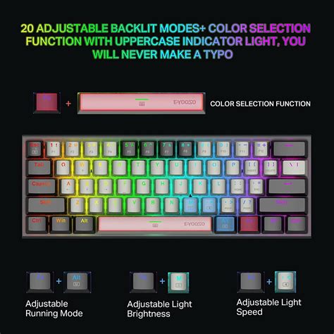 60% RGB Mechanical Keyboard, E-YOOSO Gaming Keyboard with Red Switches and RGB Backlit Small ...