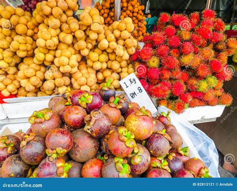 Exotic Fruits on the Street Market Stock Image - Image of mangosteen, malaysia: 82813121