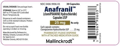 Anafranil - FDA prescribing information, side effects and uses