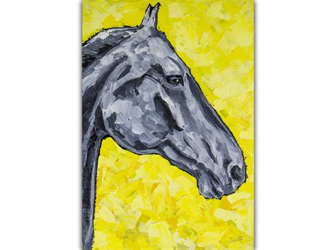 Horse Painting Gray Horse Original Art Horse Portrait Oil - Inspire Uplift