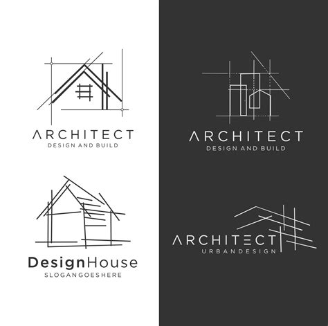 set of Architect house logo building. architectural construction ...