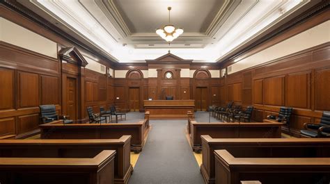 Empty Court Room With Benches For Court Hearings Background, Judicial Picture, Judicial, Legal ...