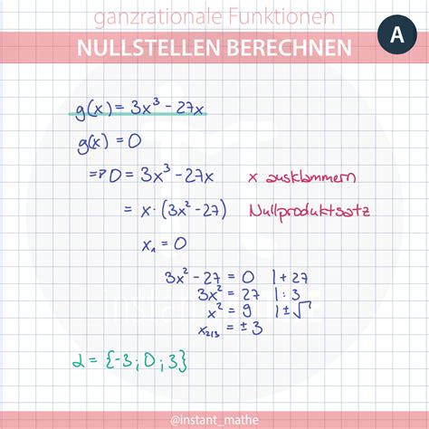 Nullstellen Übungsaufgaben | InstantMathe