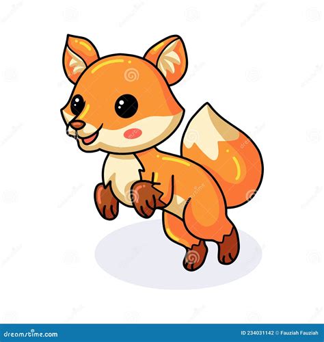 Cute Little Fox Cartoon Standing Stock Vector - Illustration of child, canine: 234031142