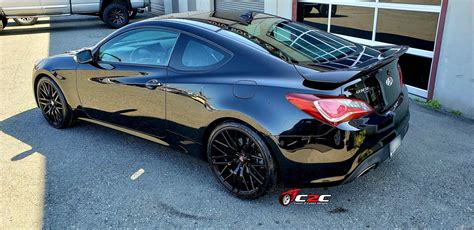 Hyundai Genesis Coupe Black with Axe EX30 Aftermarket Wheels Wheel ...