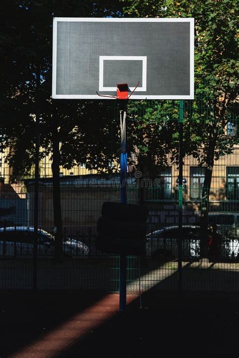 Basketball Hoop on the City Playground. Stock Image - Image of ...