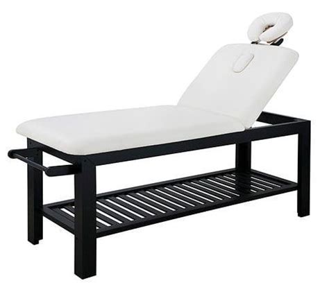 Stationary spa bed - 2 sections with wooden base (PVC) - Face rest etc. | Massage bed, Spa, Bed