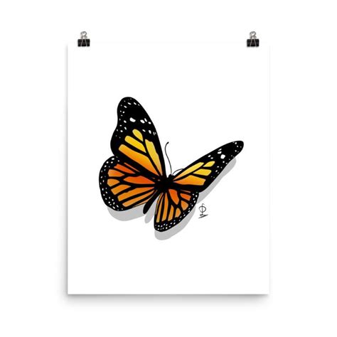 Orange Butterfly Illustration Print - Etsy