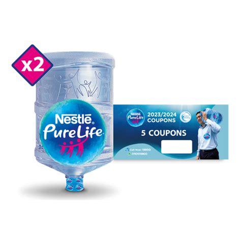 Nestlé ® Pure Life® Drinking Water package 2 empty bottles 18.9 Liters + 5 refill coupons ...