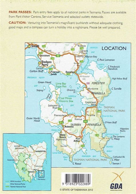 Tasman National Park Map - Tasmap Topographical Hiking Maps