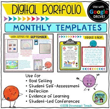 Digital Portfolio Monthly Templates for Google Drive by Downeast Teach