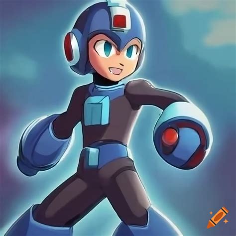 Megaman in anime and pixar art style