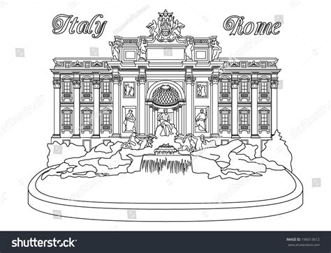 Trevi Fountain, Rome, Italy Stock Vector Illustration 196013612 ...