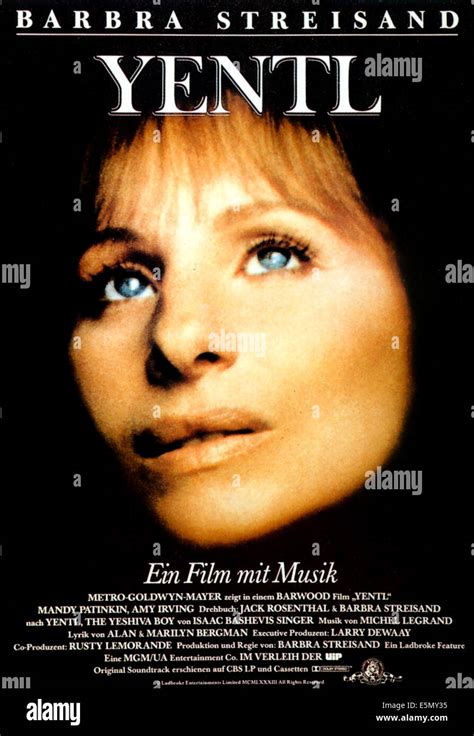 YENTL, German poster art, Barbra Streisand, 1983. ©United Artists ...