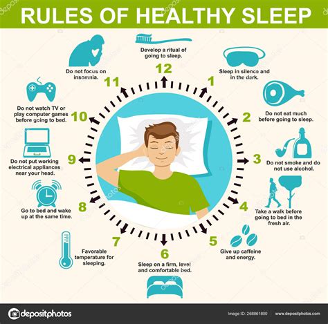 Sleep Infographic Rules Healthy Sleep Vector Infographics Illustration Useful Tips — Stock ...