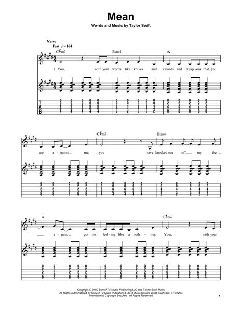 Mean by Taylor Swift - Easy Guitar Tab - Guitar Instructor