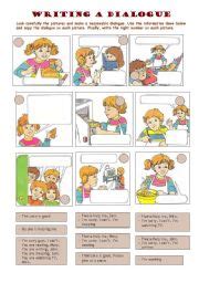 Writing a dialogue - ESL worksheet by Salva1964