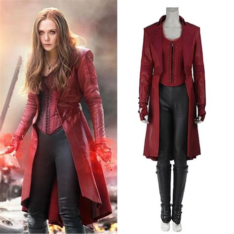 Scarlet Witch Wanda Maximoff Costume Leather Jacket Captain America 3 ...