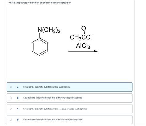 Solved What is the purpose of aluminum chloride in the | Chegg.com