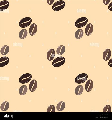 vector colorful flat design various brown coffee beans deco seamless pattern beige background ...