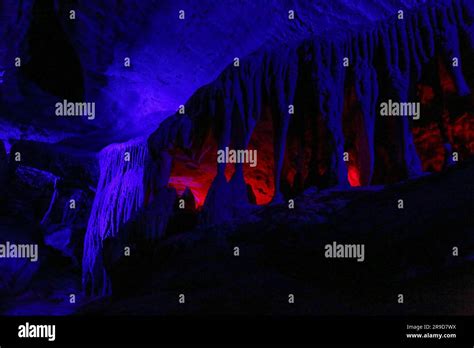 Colored lights inside Ruby Falls Cave Stock Photo - Alamy