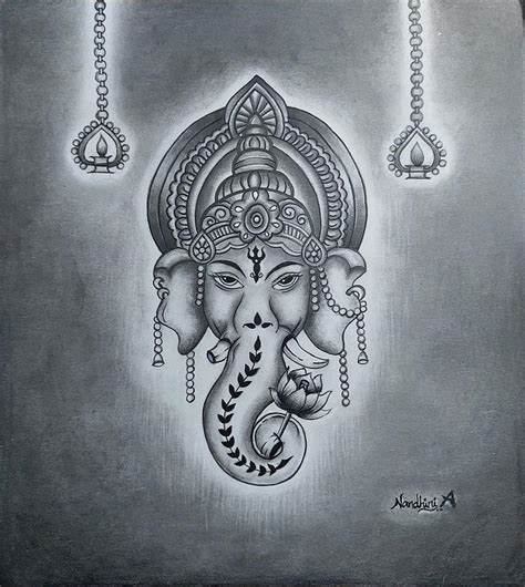 Vinayagar Drawing by Nandhini Ashwin - Fine Art America