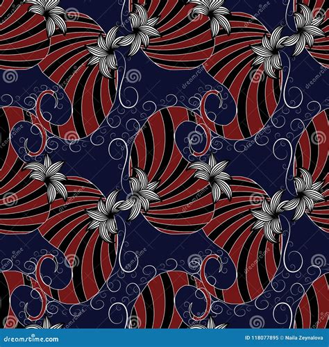 Paisleys Seamless Pattern. Dark Blue Floral Background Wallpaper Stock Vector - Illustration of ...