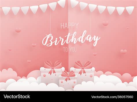 Birthday card pink background Royalty Free Vector Image