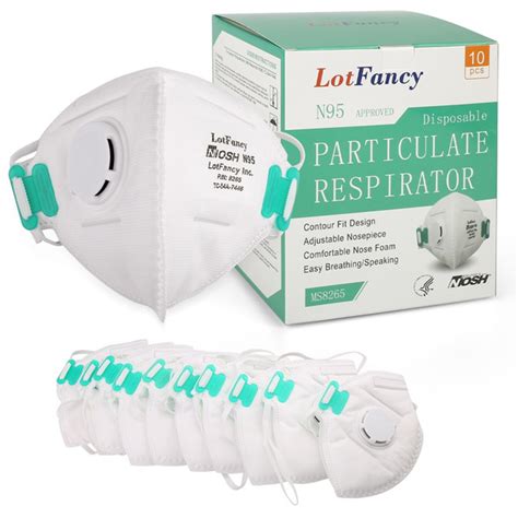 N95 Particulate Respirator Mask with Breathing Valve, LotFancy 10PCS ...