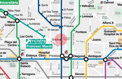 Gracia station map - Barcelona metro