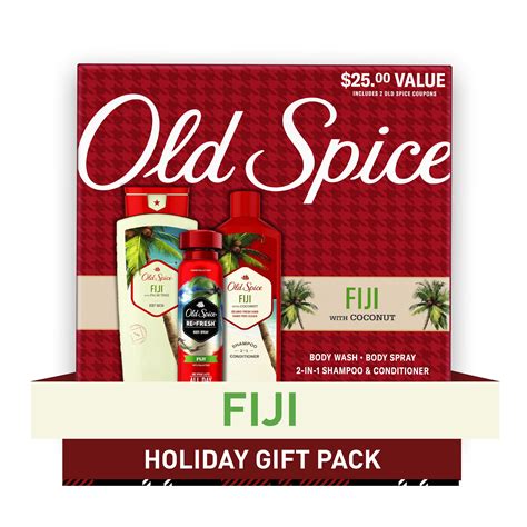 ($25 Value) Old Spice Fiji with Coconut Holiday Gift Pack, Includes Body Wash, Body Spray and 2 ...