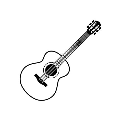 Acoustic Guitar Black And White Drawing