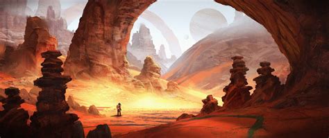 General 1920x810 artwork fantasy art digital art desert planet | Fantasy art landscapes, Fantasy ...