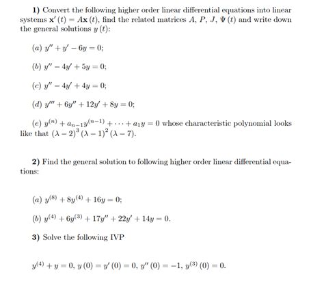 1) Higher order homogeneous linear differential | Chegg.com