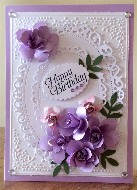 Spellbinders dies and Nartha Stewart embossing folder Birthday card | Handmade birthday cards ...