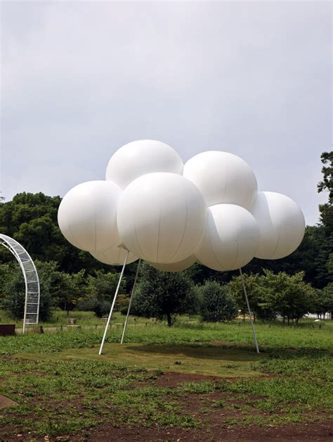 sou fujimoto installs temporary pavilion of fluffy, floating clouds in tokyo